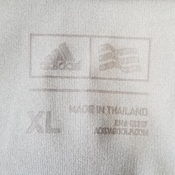 Adidas Gray Polo Pullover Tee. 1/4 Button Chest. Striped Back & Sleeves. Size XL - Picture 5 of 6